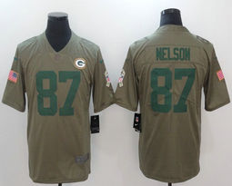 Nike Green Bay Packers #87 Jordy Nelson 2017 Salute to Service Olive Authentic Stitched NFL Jersey