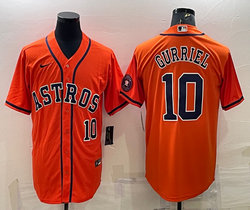 Nike Houston Astros #10 Yuli Gurriel Orange 10 On front Game with patch Authentic Stitched MLB Jersey