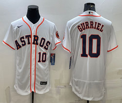 Nike Houston Astros #10 Yuli Gurriel White 10 On front Flexbase with patch Authentic Stitched MLB Jersey