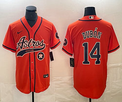 Nike Houston Astros #14 Mauricio Dubon Orange Joint Logo on front Stitched MLB Jersey