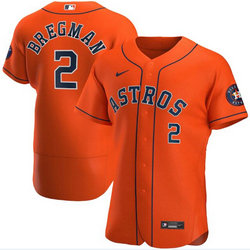 Nike Houston Astros #2 Alex Bregman Orange #2 On front Flexbase with patch Authentic Stitched MLB Jersey
