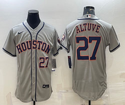 Nike Houston Astros #27 Jose Altuve Gray #27 in front  Flexbase with patch Authentic Stitched MLB Jersey