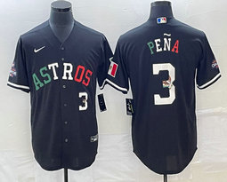 Nike Houston Astros #3 Jeremy Pena Black Number Mexico Game Authentic Stitched MLB Jersey