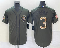 Nike Houston Astros #3 Jeremy Pena Green Salute To Service Authentic Stitched MLB Jersey