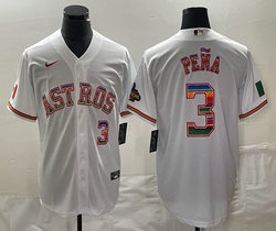 Nike Houston Astros #3 Jeremy Pena White Rainbow Authentic Stitched MLB Jersey