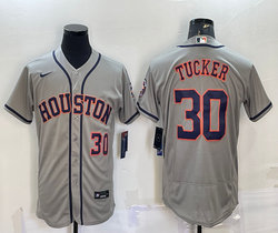 Nike Houston Astros #30 Kyle Tucker Gray #30 On front Flexbase With Patch Authentic Stitched MLB Jersey