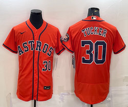 Nike Houston Astros #30 Kyle Tucker Orange 30 On front Flexbase with patch Authentic Stitched MLB Jersey