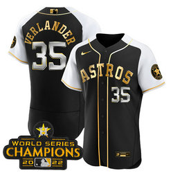 Nike Houston Astros #35 Justin Verlander 2023 Black Gold Alternate Flex Base Stitched Baseball Jersey