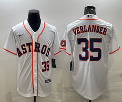 Nike Houston Astros #35 Justin Verlander White #35 On front With patch Game Authentic Stitched MLB Jersey