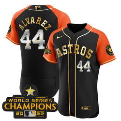 Nike Houston Astros #44 Yordan Alvarez 2023 Black Gold V2 Alternate Flex Base Stitched Baseball Jersey