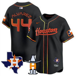 Nike Houston Astros #44 Yordan Alvarez Black With Patch Cool Base Stitched Baseball Jersey