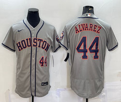 Nike Houston Astros #44 Yordan Alvarez Gray #44 On front Flexbase With Patch Authentic Stitched MLB Jersey