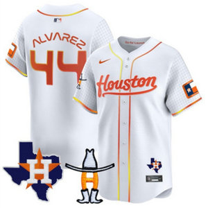 Nike Houston Astros #44 Yordan Alvarez White With Patch Cool Base Stitched Baseball Jersey