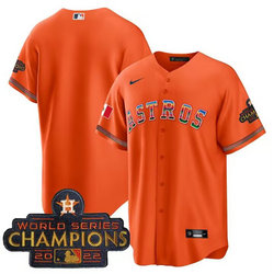 Nike Houston Astros Blank Orange Mexico With World Serise Champions Patch Cool Base Stitched Baseball Jersey