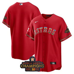 Nike Houston Astros Blank Red Mexico With World Serise Champions Patch Cool Base Stitched Baseball Jersey
