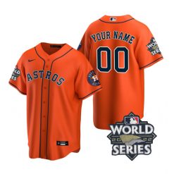 Nike Houston Astros Custom 2022 World Series Orange Game Authentic Stitched MLB Jersey