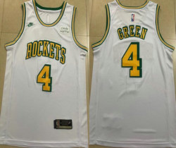 Nike Houston Rockets #4 Jalen Green Throwback White With Advertising Authentic Stitched NBA jersey