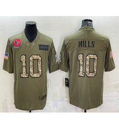 Nike Houston Texans 10 Davis Mills Olive Camo Salute To Service Stitched Jersey