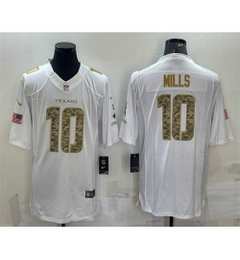 Nike Houston Texans 10 Davis Mills White Camo Salute To Service Stitched Jersey