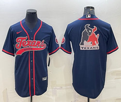 Nike Houston Texans Blue Joint adults Big Logo Authentic Stitched baseball jersey