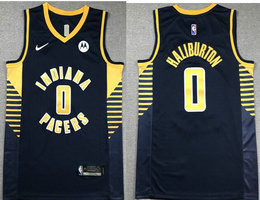Nike Indiana Pacers #0 Tyrese Haliburton Navy With Advertising Authentic Stitched NBA Jersey
