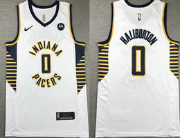 Nike Indiana Pacers #0 Tyrese Haliburton White With Advertising Stitched NBA Jersey