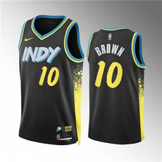Nike Indiana Pacers #10 Kendall Brown 2024 Black City With Advertising Stitched NBA Jersey