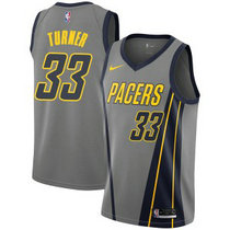 Nike Indiana Pacers #33 Myles Turner Grey Game City Authentic Stitched NBA Jersey