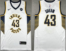 Nike Indiana Pacers #43 Pascal Siakam White With Advertising Authentic Stitched NBA Jersey