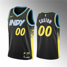 Nike Indiana Pacers Custom 2024 Black City With Advertising Stitched NBA Jersey