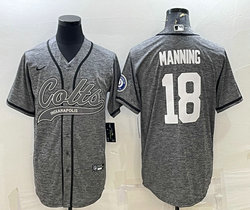 Nike Indianapolis Colts #18 Peyton Manning Hemp grey white number Joint Authentic Stitched baseball jersey