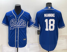 Nike Indianapolis Colts #18 Peyton Manning Royal Blue Joint adults Authentic Stitched baseball jersey