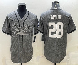 Nike Indianapolis Colts #28 Jonathan Taylor Hemp grey white number Joint Authentic Stitched baseball jersey