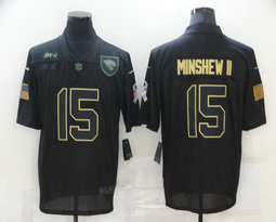 Nike Jacksonville Jaguars #15 Gardner Minshew II 2020 Black Salute to Service Authentic Stitched NFL Jersey