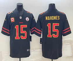 Nike Kansas City Chiefs #15 Patrick Mahomes Black Gold Name Authentic stitched NFL jersey