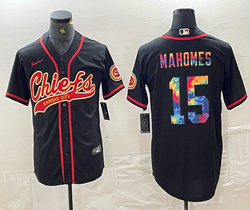 Nike Kansas City Chiefs #15 Patrick Mahomes Black Joint Rainbow Authentic Stitched baseball jersey