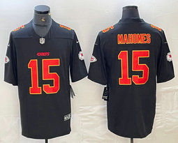 Nike Kansas City Chiefs #15 Patrick Mahomes Black fashion Gold Name Authentic stitched NFL jersey
