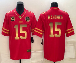Nike Kansas City Chiefs #15 Patrick Mahomes Red Gold Name and number Authentic stitched NFL jersey