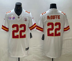 Nike Kansas City Chiefs #22 Trent McDuffie White Vapor Untouchable With 2024 Super Bowl (LVIII ) patch Jersey