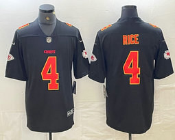 Nike Kansas City Chiefs #4 Rashee Rice Black fashion Gold Name Authentic stitched NFL jersey