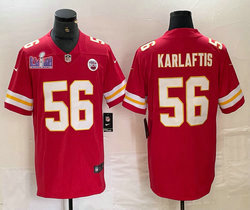Nike Kansas City Chiefs #56 George Karlaftis Red Vapor Untouchable With 2024 Super Bowl (LVIII ) patch Jersey