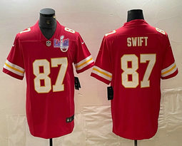 Nike Kansas City Chiefs #87 Taylor Swift Red Vapor Untouchable With 2024 Super Bowl (LVIII ) patch Jersey