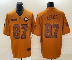 Nike Kansas City Chiefs #87 Travis Kelce 2023 Brown Salute To Service Authentic Stitched NFL Jersey
