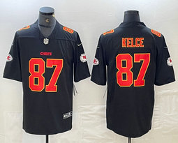 Nike Kansas City Chiefs #87 Travis Kelce Black fashion Gold Name Authentic stitched NFL jersey