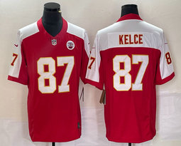 Nike Kansas City Chiefs #87 Travis Kelce Red 4(IV) (Red and white sleeves) Jersey