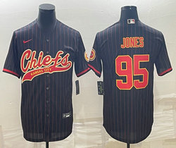 Nike Kansas City Chiefs #95 Chris Jones Black stripe Joint Authentic stitched baseball jersey