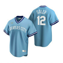 Nike Kansas City Royals #12 Jorge Soler Light Blue Cooperstown Collection Authentic Stitched MLB Jersey