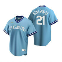 Nike Kansas City Royals #21 Mike Montgomery Light Blue Cooperstown Collection Authentic Stitched MLB Jersey