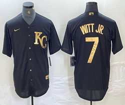 Nike Kansas City Royals #7 Bobby Witt Jr. Black Gold 4(IV) Authentic stitched MLB jersey