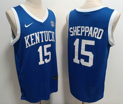 Nike Kentucky Wildcats #15 Reed Sheppard Blue College Basketball jersey
